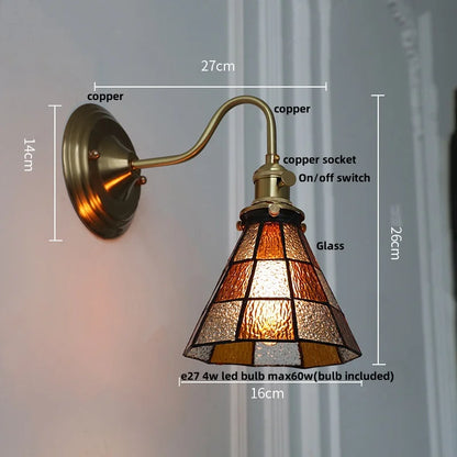 DecorBites™ Blue Glass Copper LED Wall Light Fixture Stair Bar Restaurant Bedroom E27