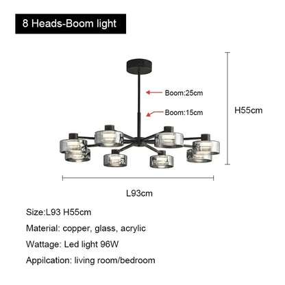 DecorBites™ Glass LED Chandelier: Modern Minimalist Copper Pendant Light for Living Room & Bedroom