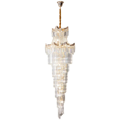 DecorBites™ Crystal Stair Chandelier: Modern Duplex Villa Light Luxury for Elegant Living Rooms