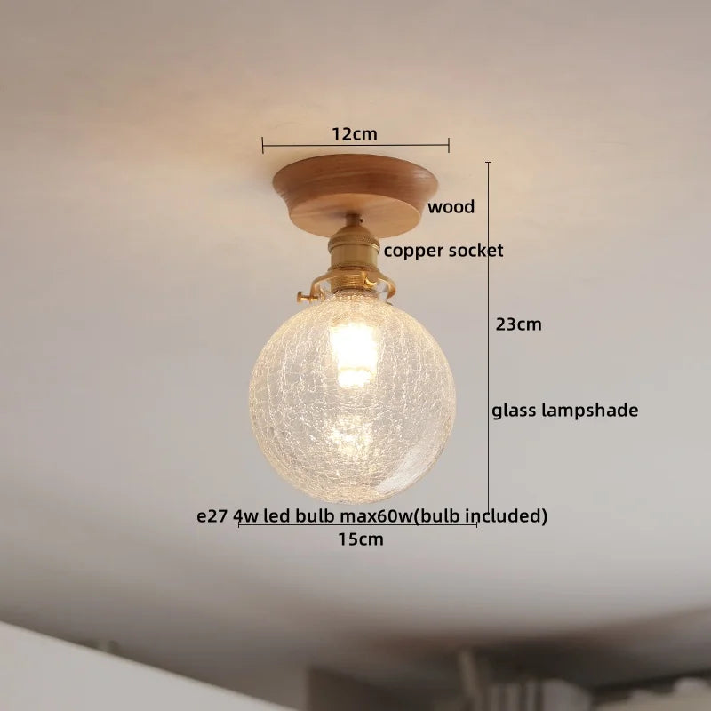 DecorBites™ Glass Wood LED Ceiling Lamp for Home Lighting and Decoration
