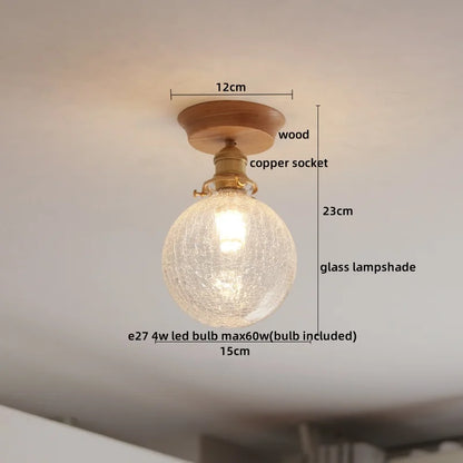 DecorBites™ Glass Wood LED Ceiling Lamp for Home Lighting and Decoration