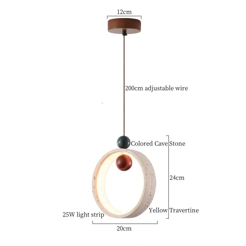 DecorBites™ Black Travertine LED Pendant Lamps: Nordic Modern Home Decoration Interior Hanging Light