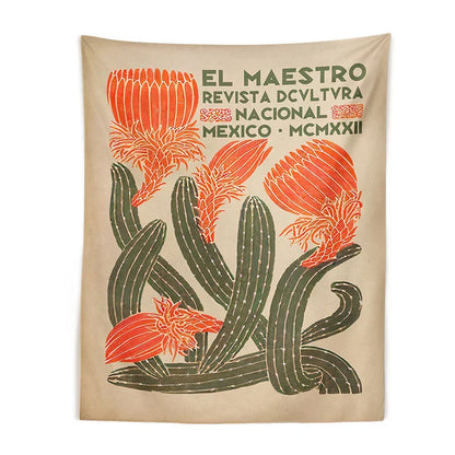 DecorBites™ Cactus Tapestry Wall Hanging Floral Hippie Bohemian Psychedelic Home Decor Print