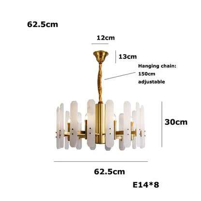 DecorBites™ Alabaster Gold Chrome Chandelier Suspension Luminaire for Living Room