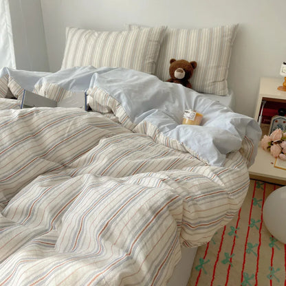 DecorBites™ Cozy Cotton Grid Bedding Sets for Student Dorms - Queen/King Bedclothes