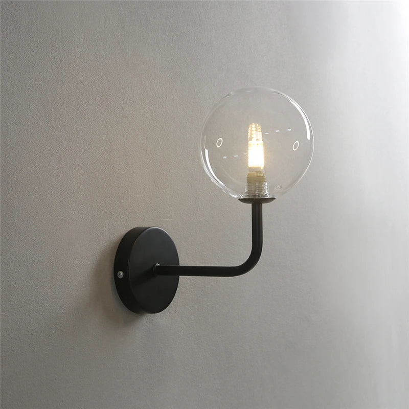DecorBites™ Glass Ball Metal Bend Wall Lamp for Living Room Bedroom, Nordic Retro Design