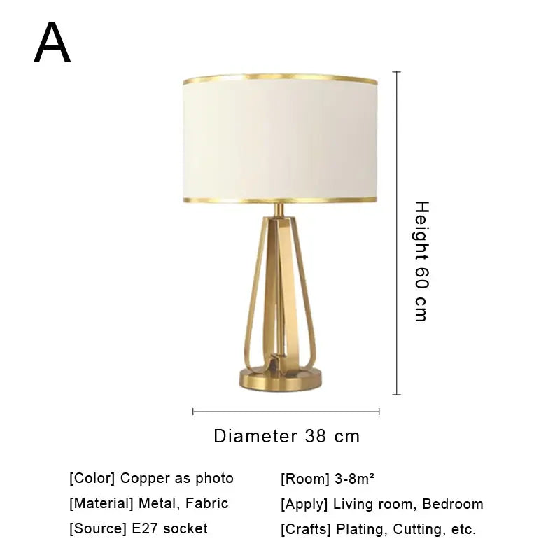DecorBites™ Crystal Bedside Lamp: Modern Nordic Design, Fabric Lampshade for Living Room & Bedroom