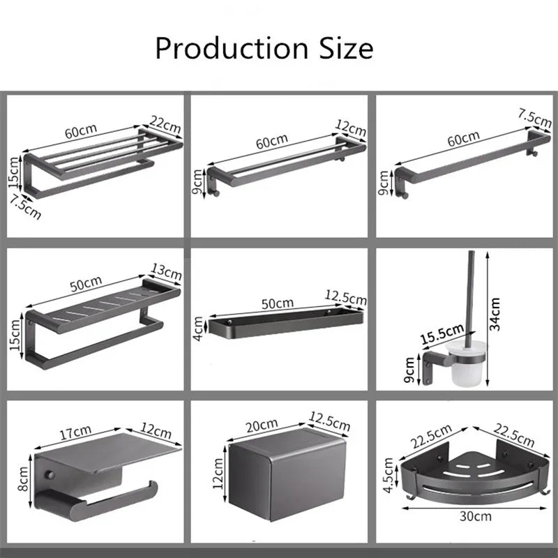 DecorBites™ Bathroom Hardware Set: Towel Rack, Shelf, Paper Holder, Towel Holder, Toilet Brush Holder