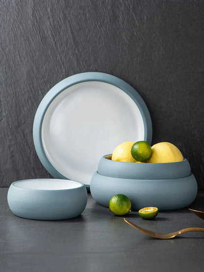DecorBites™ Japanese Ceramic Round Bowl - Restaurant Tableware and Household Snack Fruit Dessert Bowl
