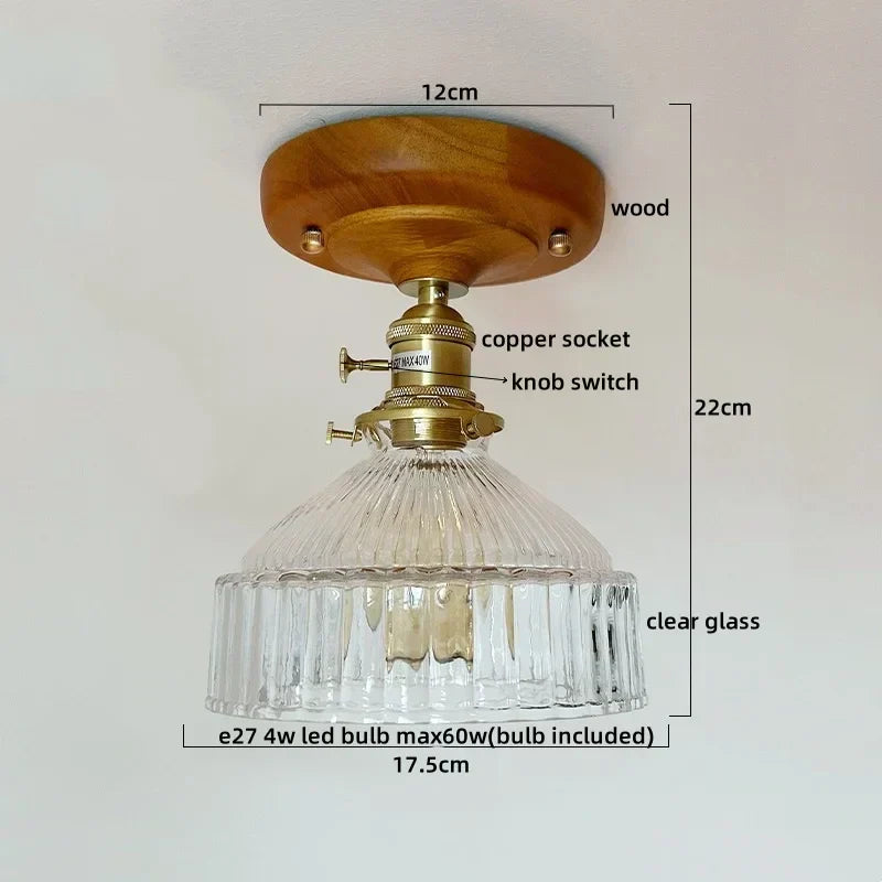 DecorBites™ LED Glass Wood Ceiling Light Modern Plafondlamp for Living Room