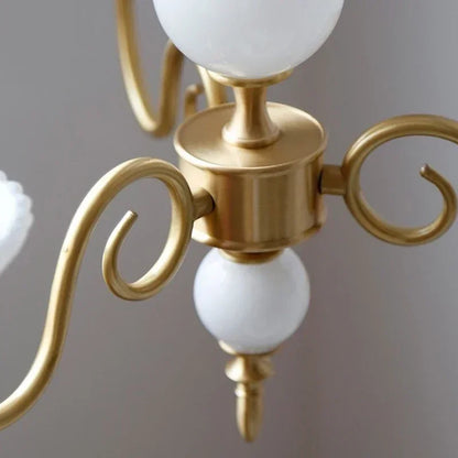DecorBites™ Cream White Led Chandeliers, Retro Copper Pendant Light for Home Decor