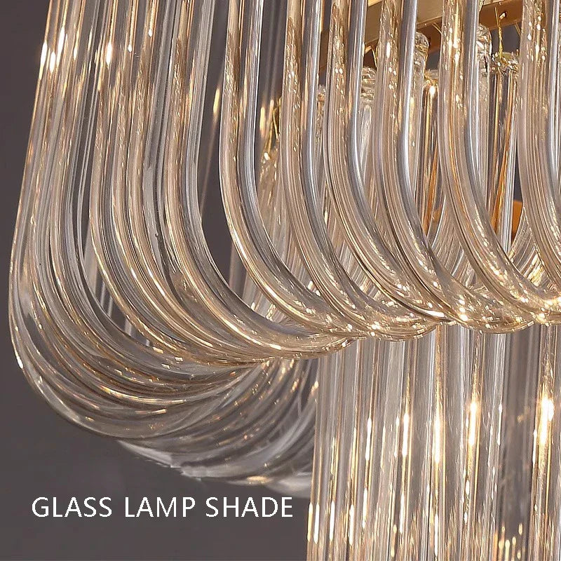DecorBites™ Brass Glass Bar Chandelier 2025: Minimalist Luxury Hanglamp for Living Room