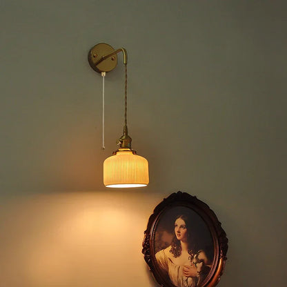 DecorBites™ Copper Ceramic LED Wall Light Fixture Pull Chain Switch Modern Wall Lamp