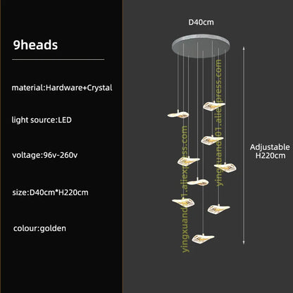DecorBites™ Crystal Glass Staircase Chandelier: Modern Nordic Luxury Living Room Lighting