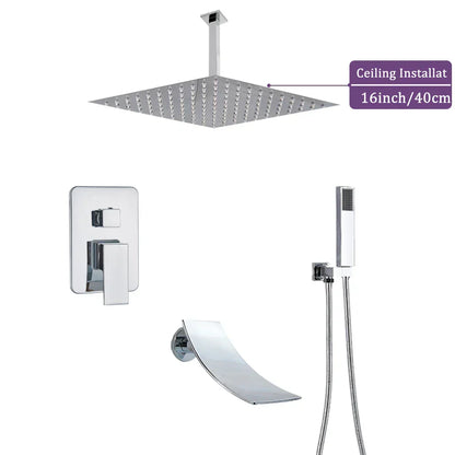 DecorBites™ 16" Big Rain Shower Faucet Set with Handshower & Brass Spout
