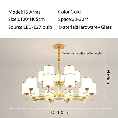 DecorBites™ Glass Chandelier: Nordic Modern LED Hanging Light for Living Room and Bedroom