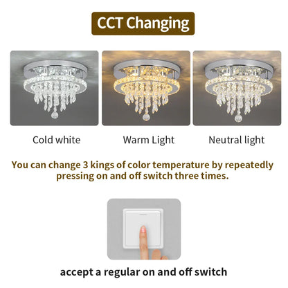 DecorBites™ Crystal Ceiling Chandelier: Modern LED Round Pendant Lamp for Luxury Home Decor