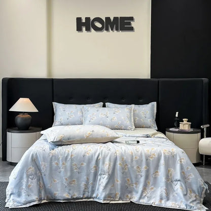 DecorBites™ Cool Silk Summer Quilt Set with Sheets & Pillowcases