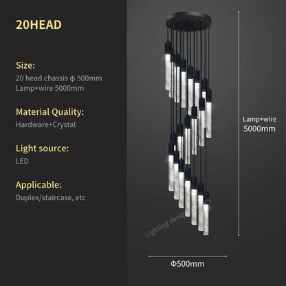 DecorBites™ Crystal Bubble Chandelier Pendant Light - Modern Staircase Hanging Fixture