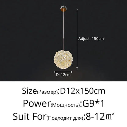 DecorBites™ Crystal Ball Pendant Chandelier for Bedroom Bar Deco