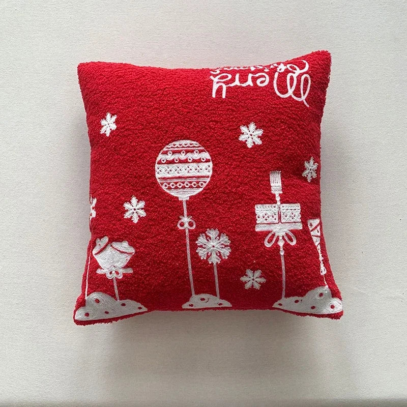 DecorBites™ Christmas Cartoon Embroidered Pillow Covers for Festive Sofa Decor