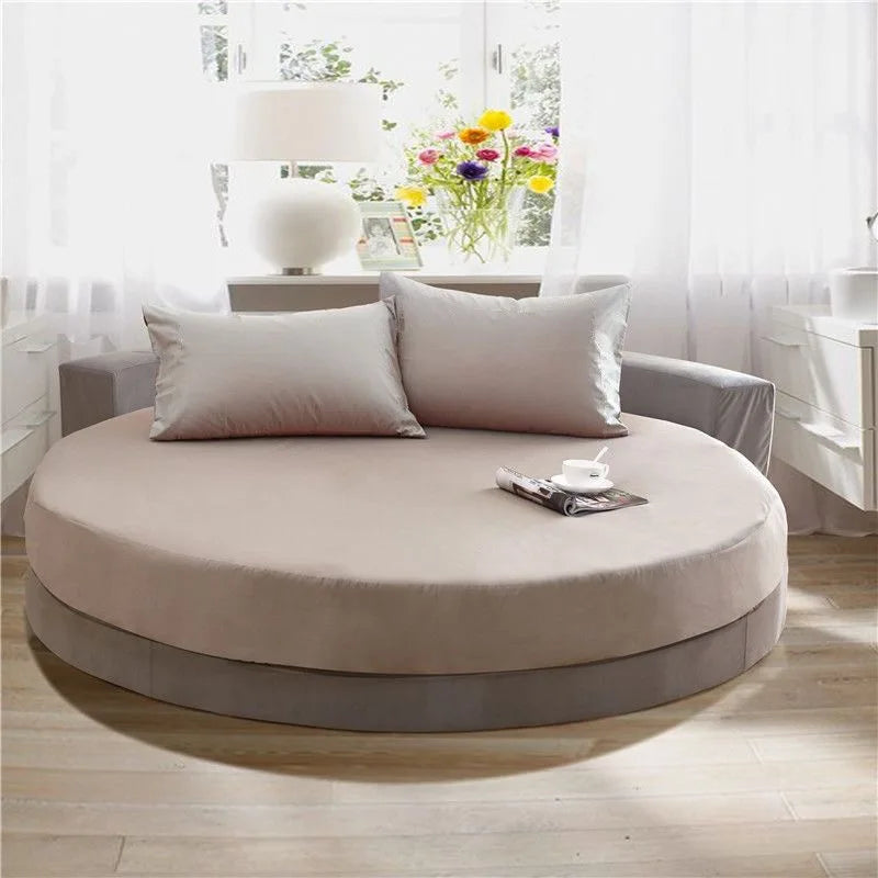 DecorBites™ Cotton Round Bed Sheet Set with Elastic Band, Soft & Skin-Friendly Fitted Sheets