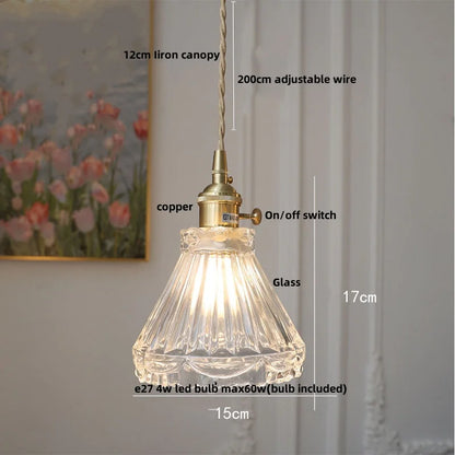 DecorBites™ Clear Glass Wire Pendant Light Fixture Nordic Modern Hanging Lamp