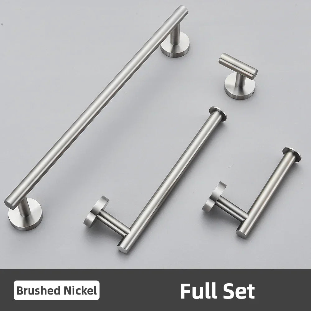 DecorBites™ Brushed Gold Bathroom Accessories Set: Towel Rail, Paper Holder, Hook, Stainless Steel