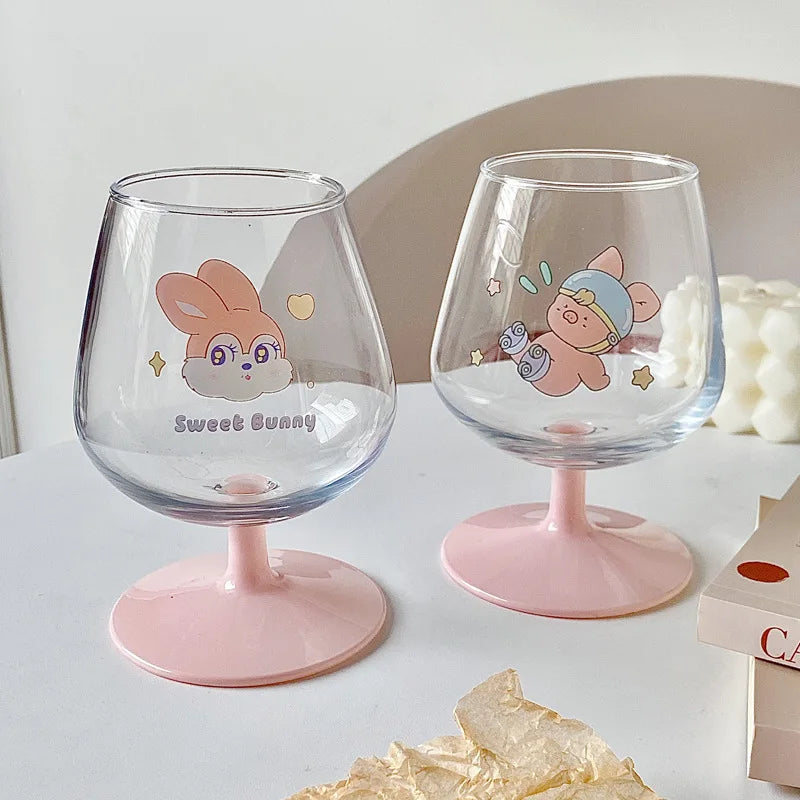 ™ Kawaii Rabbit Glass Goblet: Cute Juice Cup for Girls