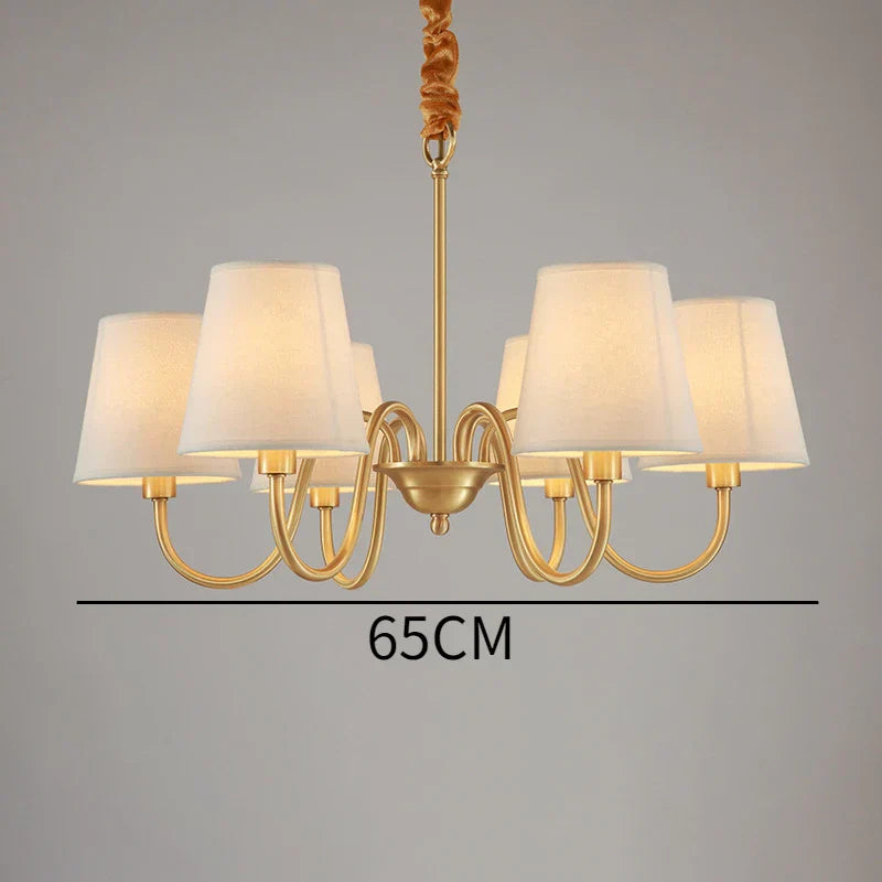 DecorBites™ Copper Ceiling Chandelier with Fabric Lampshade for Living Room and Bedroom