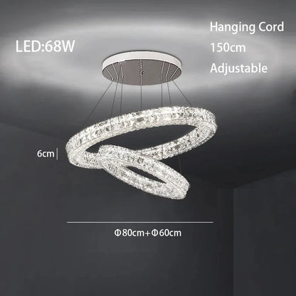 DecorBites™ Crystal LED Chandelier: Modern Luxury Chrome Steel & Clear K9 Crystal Lighting