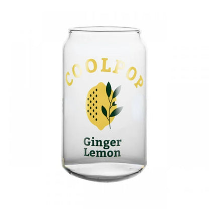 DecorBites™ 350ml Can Shape Glass Cup with Fruit Prints for Tea Coffee Milk Beer