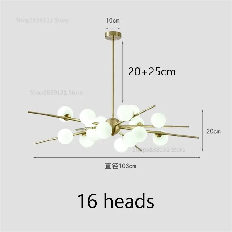 DecorBites™ LED Glass Ball Pendant Light: Modern Nordic Chandelier for Living Room, Dining Room, and Cafe