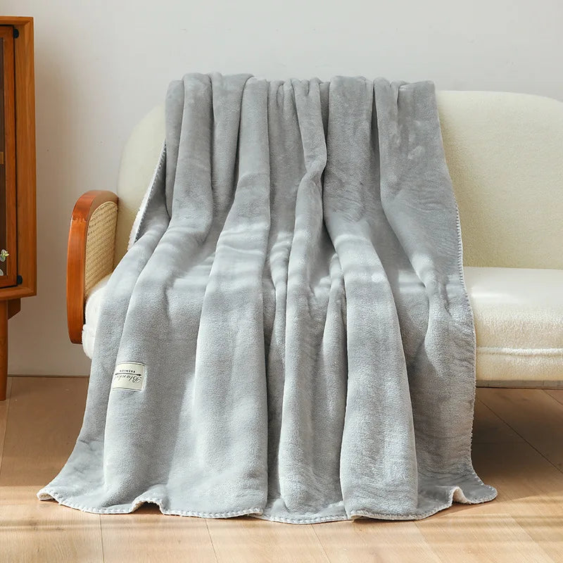 DecorBites™ Double-Layer Warm Blanket: Flannel & Lamb Wool Sofa Blanket