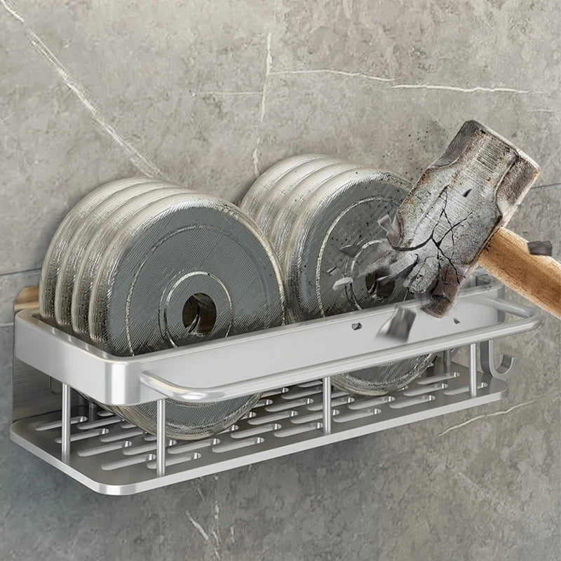 DecorBites™ Aluminum Corner Shelf: Wall Mount Storage Rack for Bathroom & Kitchen Essentials