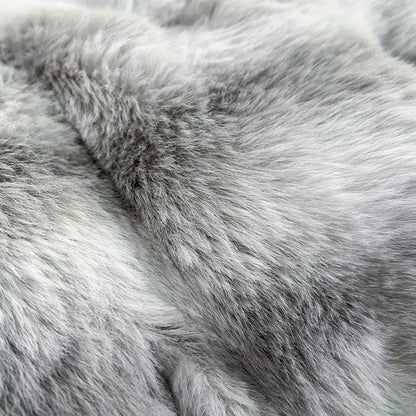 DecorBites™ Gradient Gray Faux Rabbit Fur Velvet Bedding Set: Duvet Cover, Bedsheet, Pillowcase