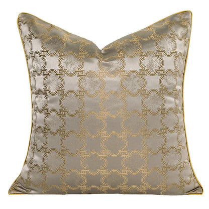 DecorBites™ Gold Quatrefoil Geometric Jacquard Pillow Cover - Luxury Home Decor