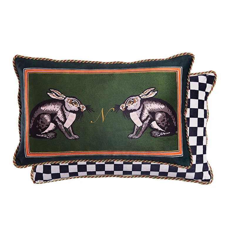 DecorBites™ Cat Print Velvet Cushion Cover