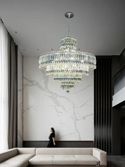 ™ Large Crystal Chandelier Chrome Hanging Lamp for Dining Room Decor