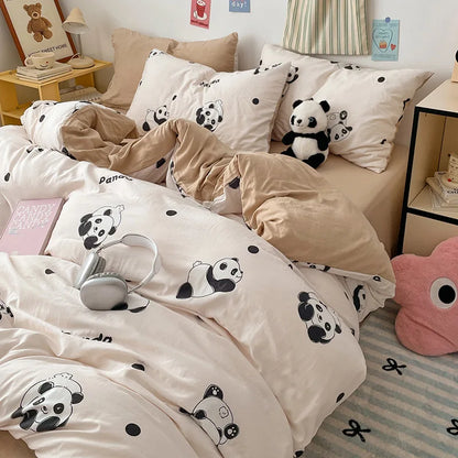 DecorBites™ Cartoon Pattern Cotton Bed Sets Quilt Cover Sheet Pillowcase Bedclothes