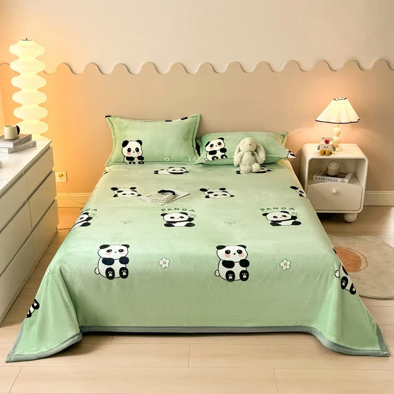DecorBites™ Cartoon Print Flannel Sofa Cover – Lightweight Plush Blanket for Adults
