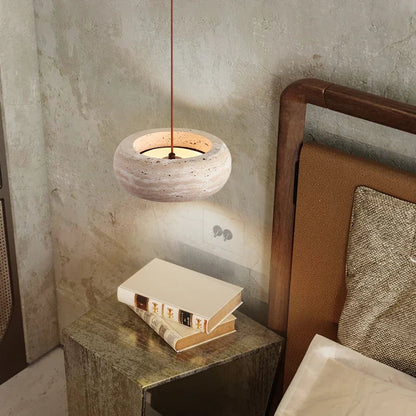 DecorBites™ LED Pendant Lamp Yellow Travertine Adjustable Wabi Sabi Light