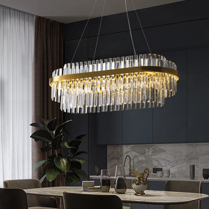 DecorBites™ Gold Metal Crystal Pendant Light - Dimmable LED Hanging Lamp