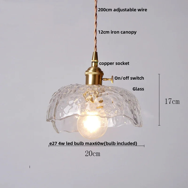 DecorBites™ Green Glass Walnut Wood LED Pendant Light, Nordic Modern Hanging Lamp