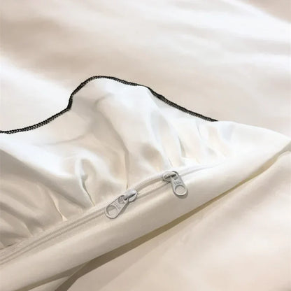 ™ Korean Lace Ruffles Bedding Set with Black Bow Accent