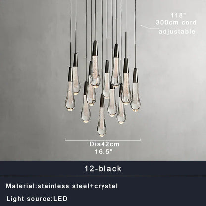 DecorBites™ Crystal Water-drop Chandelier Light Fixture - Luxury Stairwell Decor