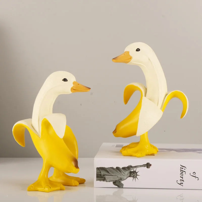 DecorBites™ Banana Duck Sculpture: Cute Funny Animal Figurine for Home Decor