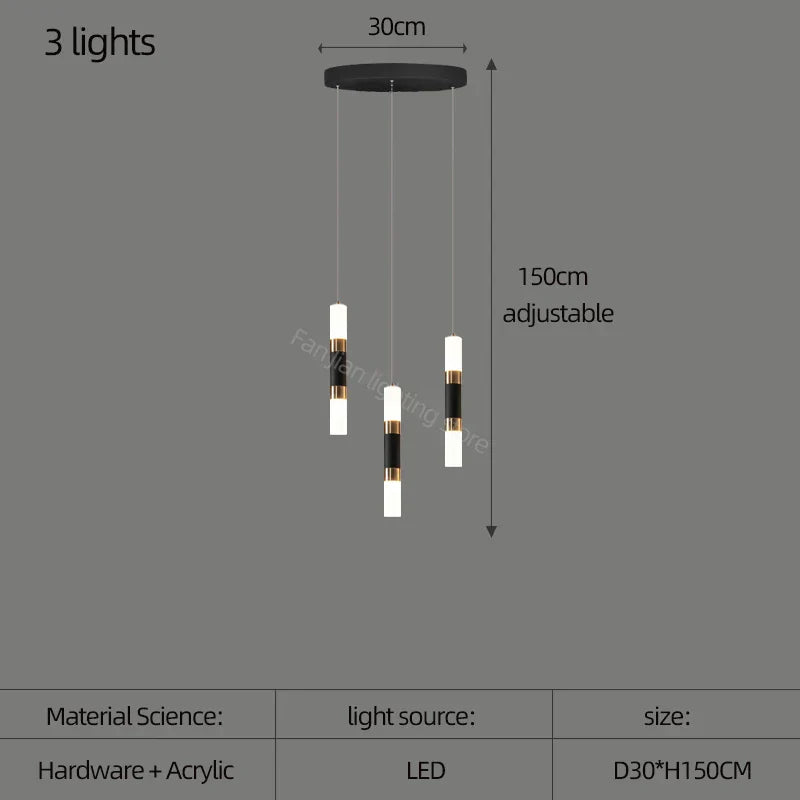 DecorBites™ LED Chandelier Stairway Lamp Dining Table Kitchen Lighting Acrylic Chandelier