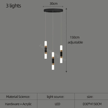 DecorBites™ LED Chandelier Stairway Lamp Dining Table Kitchen Lighting Acrylic Chandelier
