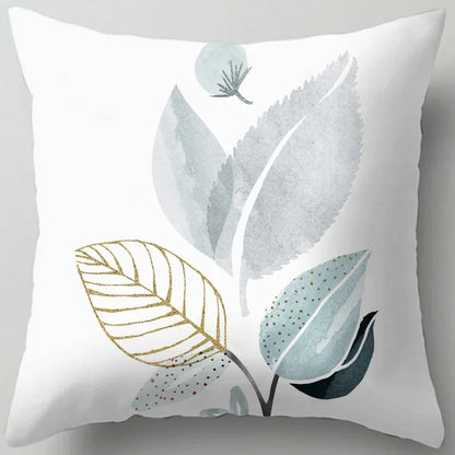 DecorBites™ Blue Flower Leaves Pattern Pillowcase - Nordic Style Living Room Cushion Cover